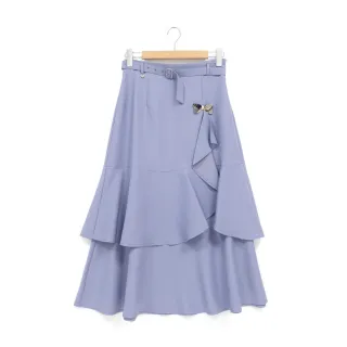 【Kinloch Anderson】金安德森女裝 氣質甜美荷葉裙襬造型顯瘦長裙(KA1364014灰藍/黑)