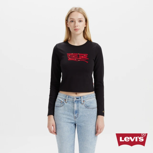 LEVIS 女款 長袖Tee 蛇年限定款 特殊LOGO設計 短版T 人氣新品 0035U-0001