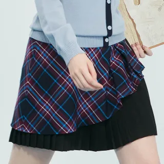 【Kinloch Anderson】金安德森女裝 限量款藍紫格紋不規則造型顯瘦短裙(KA1364021紫藍)