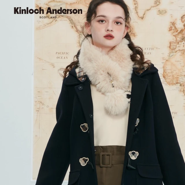 Kinloch Anderson 金安德森女裝 熊頭假兩件附格紋腰帶顯瘦連身裙洋裝(KA1367004 米卡其)