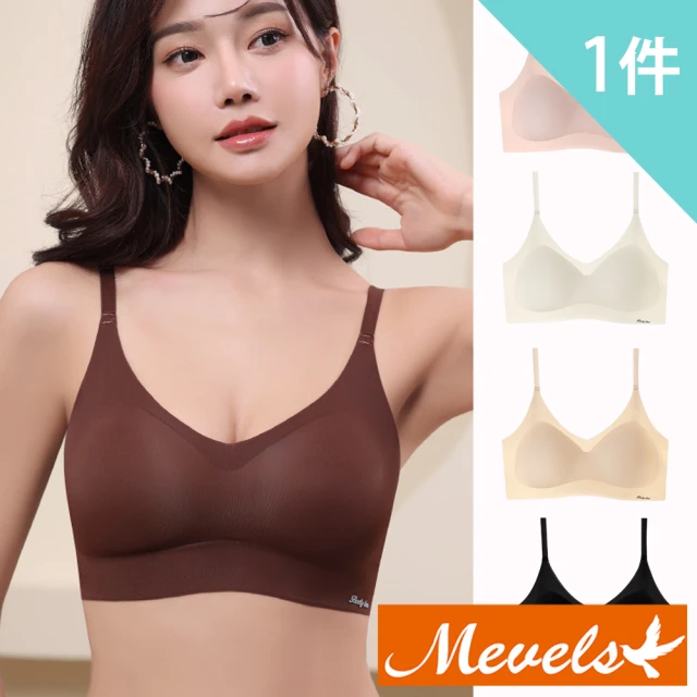 Mevels 瑪薇絲 1件 輕氧蕾絲細肩無鋼圈內衣/包覆內衣/舒適內衣/女內衣(M/L/XL)