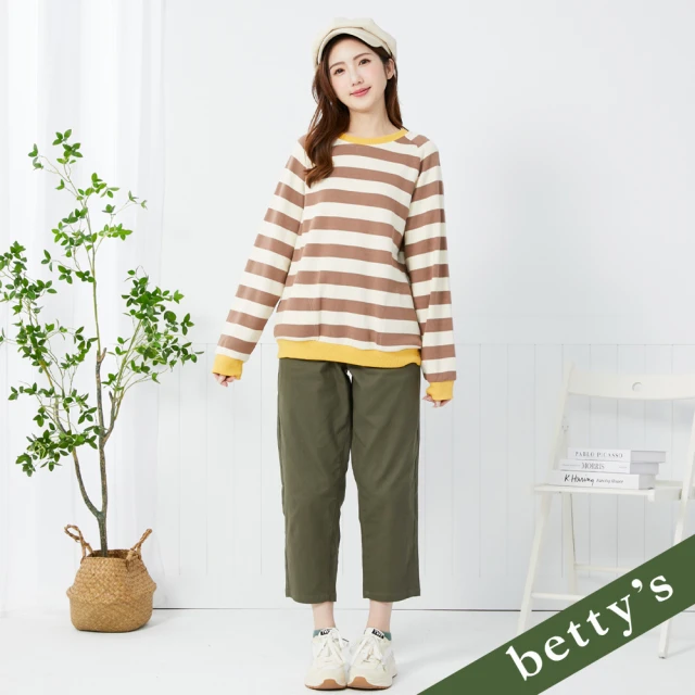 betty’s 貝蒂思 腰鬆緊抽繩排釦休閒長褲(綠色)