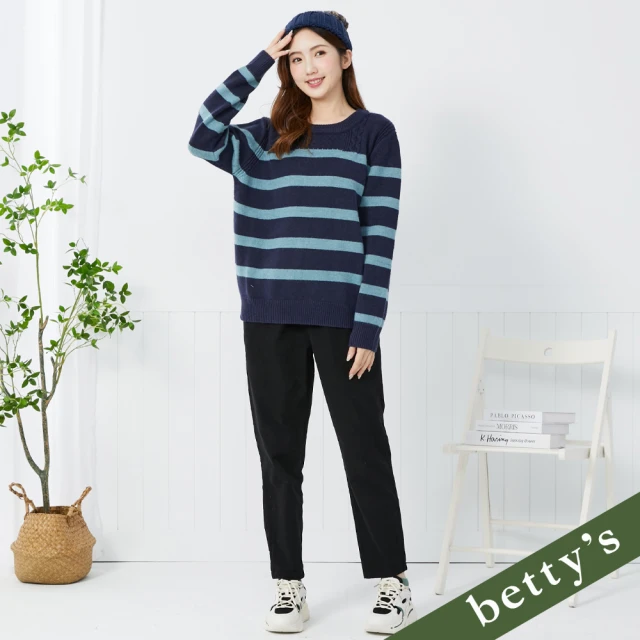 betty’s 貝蒂思 腰鬆緊內刷毛休閒長褲(黑色)