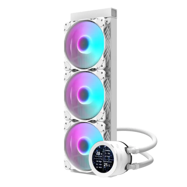 【darkFlash 大飛】大飛 Nebula DN360S LCD 一體式 水冷 CPU 散熱器-白色(全新 2.1 吋 IPS 水冷頭顯示螢幕)