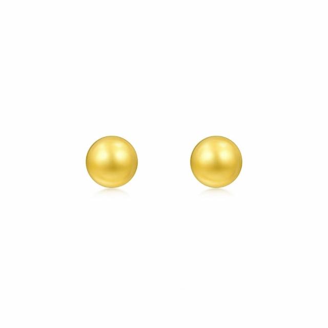 【點睛品】簡約小金豆 黃金耳環(一對)