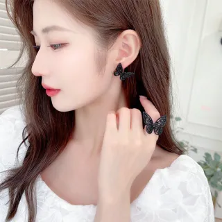 【MoonDy】耳環女 925純銀耳環 首飾 蝴蝶戒指 ins風 鋯石耳環 造型耳環 耳釘 抗敏耳環 開 