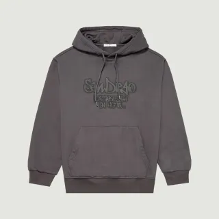 【Hang Ten】男裝-正韓韓國連線-☆刷毛經典加州印花帽T(深灰)