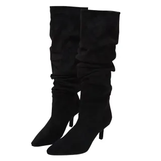 【Ann’S】ANNSTAR 彭彭PON聯名-時髦腿精必備歐美皺摺靴6cm版型偏小(黑)