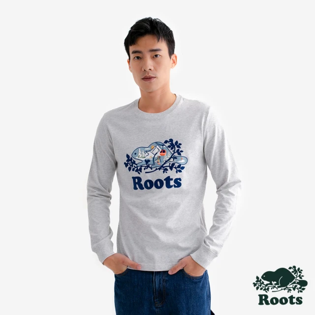 Roots Roots男裝- FROSTY FUN SLIM 長袖上衣(白麻灰)