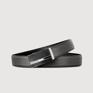 【BRAUN BUFFEL 德國小金牛】台灣總代理 商務型男 十字壓紋自動扣皮帶-鎗色(BF24S-WEG207-SGU)