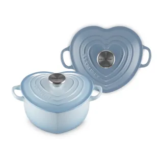 【Le Creuset】琺瑯鑄鐵鍋愛心鍋 20cm(海岸藍/礦石藍)