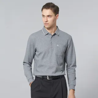 【pierre cardin 皮爾卡登】休閒服飾 男款 純棉素色長袖POLO衫-灰色(5245284-96)