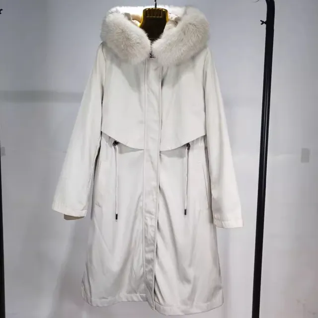 【MintAriel】輕奢著衣★防風保暖真狐狸毛領全長獺兔內裡皮草派克服-多色可選★(一衣三穿品味時尚)