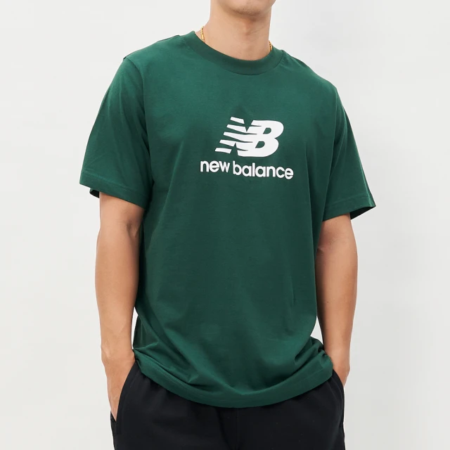 NEW BALANCE Logo 男款 綠色美規 休閒 運動 慢跑 上衣 短袖 MT41502NWG