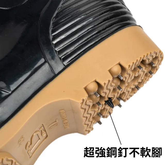 【RONIN 獵漁人】台興 台灣製造 一體成形不鏽鋼釘雨鞋 TS-2300(釘雨鞋 雨鞋 登山鞋 防滑 涉水 爬山)