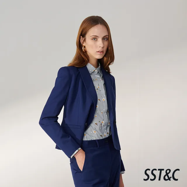 【SST&C】女裝 寶藍色方領短版西裝外套01012411001(換季65折)