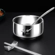 【PUSH!】廚房用品316不銹鋼雙層隔熱飯碗 12CM湯匙兒童碗防燙耐摔湯碗飯碗(碗附湯匙12CM小號E195)