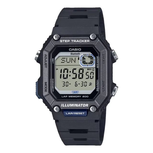 【CASIO 卡西歐】運動電子錶 藍牙連線 步數紀錄 200組記憶 防水100(WS-B1000-1A)