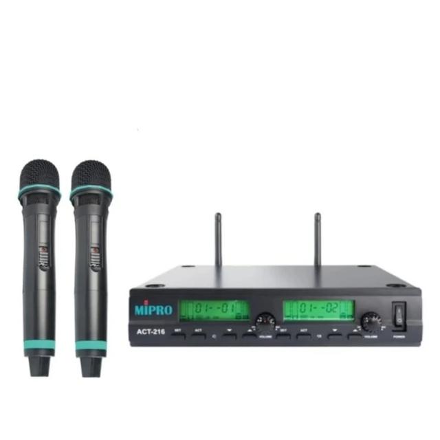 【MIPRO】ACT-216 UHF 類比雙頻道接收機(搭配2支手握式無線麥克風)