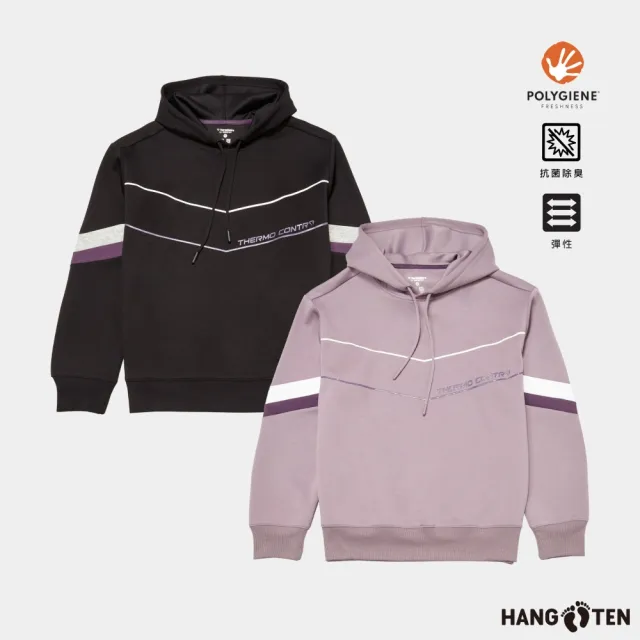 【Hang Ten】女裝-恆溫多功能-Polygiene抗菌除臭彈性撞色連帽T(多色選)