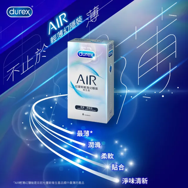 【Durex 杜蕾斯】AIR輕薄幻隱裝保險套8入x4(共32入-避孕套/衛生套/極致輕薄系列)