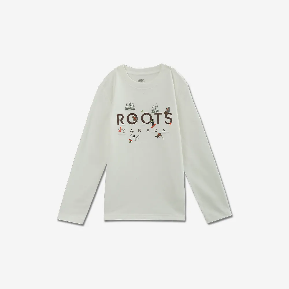 【Roots】Roots 大童-FROSTY FUN 長袖T恤(白色)