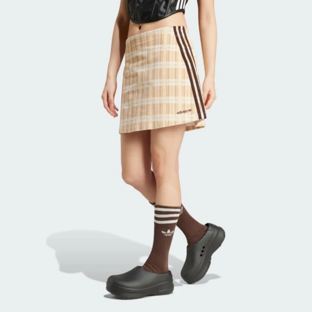 adidas 愛迪達 短裙 女 格紋 燈芯絨 亞規 TARTAN SKIRT 黃格紋 IX7414