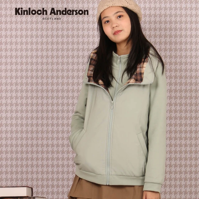 Kinloch Anderson 金安德森女裝 假兩件拼接格紋保暖外套(KA1166019 淺綠/暗藍)