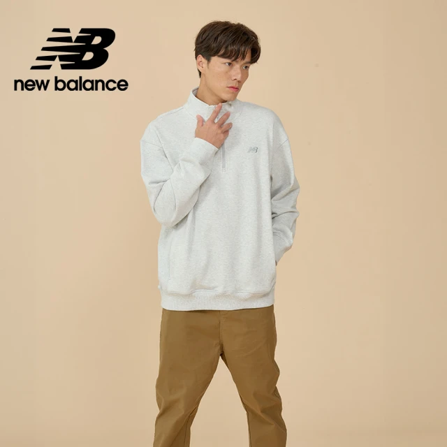 NEW BALANCE NB 半開襟拉鍊長袖上衣_MT43501AHH_男性_淺灰色(美版 版型偏大)