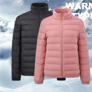 【Alishia】男女輕盈休閒立領輕薄外套 羽絨外套 M-4XL(黑 / 藍 / 墨綠 / 酒紅 / 粉)