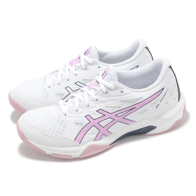 asics 亞瑟士 排球鞋 GEL-Rocket 11 女鞋 白 紫 緩衝 室內運動 羽排鞋 亞瑟士(1072A093105)