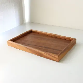【Just Home】沉穩深色胡桃木-木質拖盤17x25cm(托盤 端盤 置物盤)