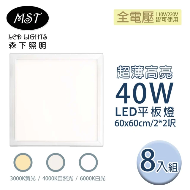 MST LED 超薄高亮40W平板燈 60*60cm 8入(白光/自然光/黃光)