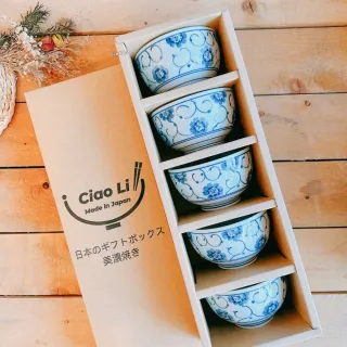 【Ciao Li 僑俐】日本美濃燒染付京丼碗五入禮盒組(入厝 送禮 日本製造)