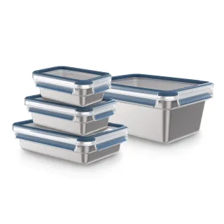 【Tefal 特福】無縫膠圈可微波不鏽鋼保鮮盒/便當盒6件組(500ML*2+800ML*2+1.2L+2L)