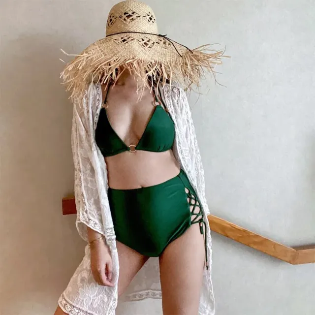 【SeasonsBikini】台灣製黑標-高腰綁帶泳褲組合-011-大尺碼(高腰綁帶泳褲)