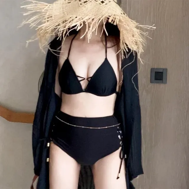 【SeasonsBikini】台灣製黑標-高腰綁帶泳褲組合-011-大尺碼(高腰綁帶泳褲)
