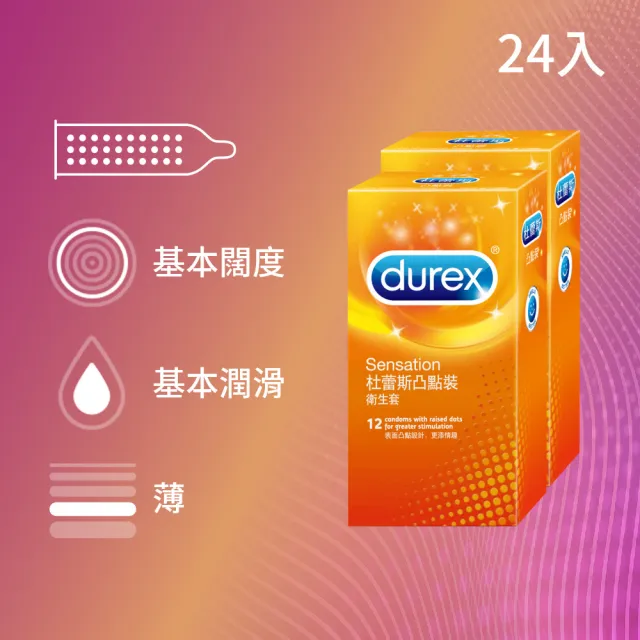 【Durex 杜蕾斯】凸點裝保險套12入x2(共24入-避孕套/衛生套/多重刺激系列)