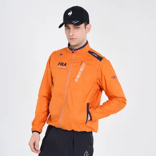 【LE COQ SPORTIF 公雞】高爾夫系列 男款橘色防水彈性防風簡約袖子可拆設計外套QGU6J600