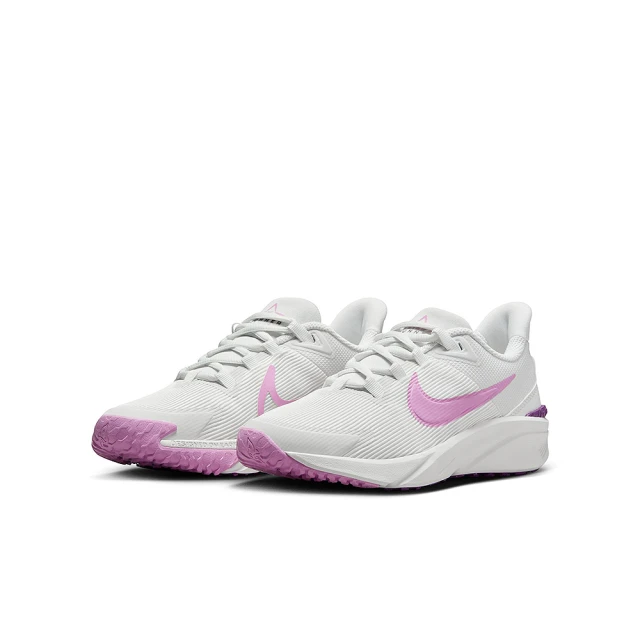 NIKE 耐吉 慢跑鞋 女鞋 大童 運動鞋 緩震 STAR RUNNER 4 NN GS 白粉紫 DX7615-103