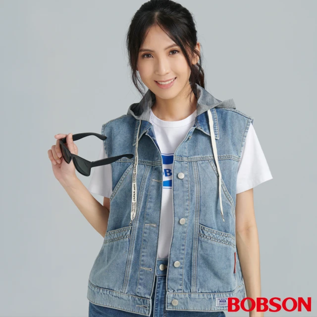 BOBSON 女款拆脫帽牛仔背心(JL0026-58)