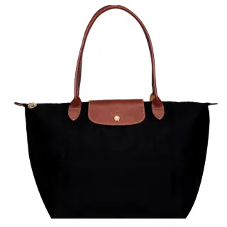 【LONGCHAMP】LE PLIAGE系列長把再生尼龍摺疊水餃包(大/黑)