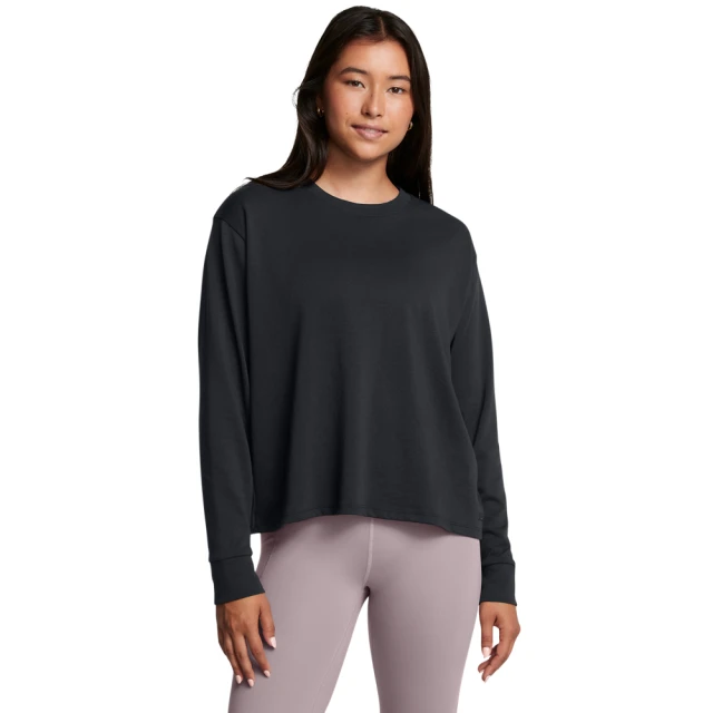 UNDER ARMOUR UA 女 HW BOXY 長袖T-Shirt_1387017-001(黑色)