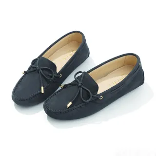 【DIANA】磨砂牛皮蝴蝶結平底莫卡辛鞋(深藍)