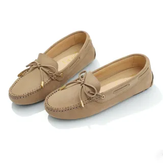 【DIANA】磨砂牛皮蝴蝶結平底莫卡辛鞋(可可)