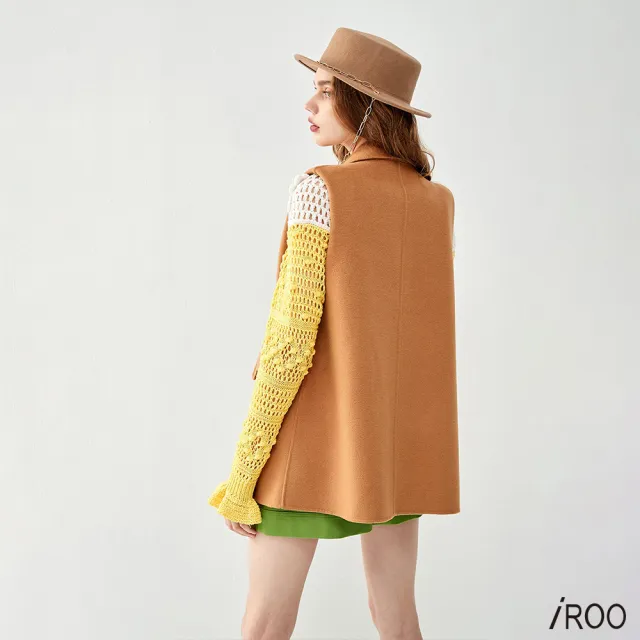 【iROO】羊毛呢背心式大衣