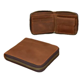 【希賽德】牛皮皮夾 真皮皮夾 皮夾 男性 短皮夾 男 錢包 拉鍊短皮夾 男夾 學生零錢 短夾 鈔票(獨立分隔)