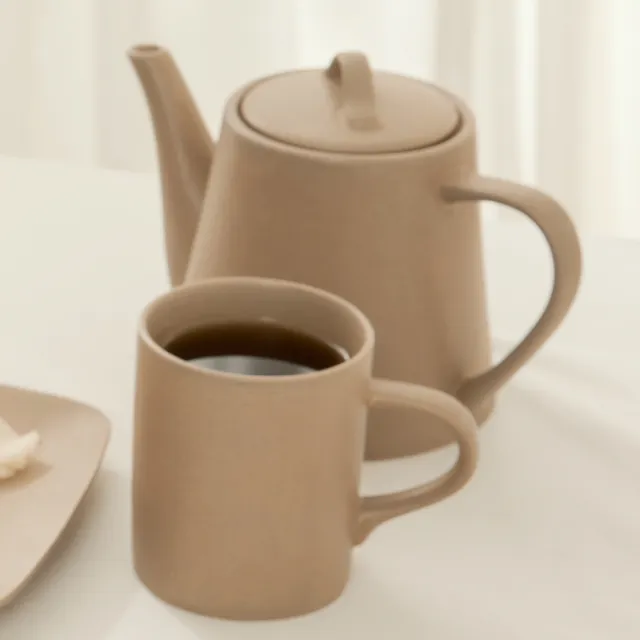 【YU Living 信歐傢居】陶瓷手工壓紋窯變釉馬克杯二件組 380ml(二件一組.2色任選/水杯 早餐咖啡杯)
