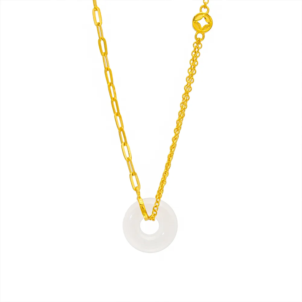 【金瑞利】年終慶 黃金項鍊 1.09錢±1厘(古錢和闐玉)