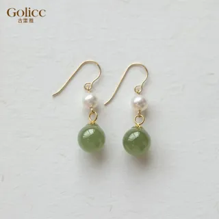 【Gulicc 古莉可】溫潤玉石氣質耳環(雙11 生日 飾品 耳釘 耳飾 耳墜 禮物)